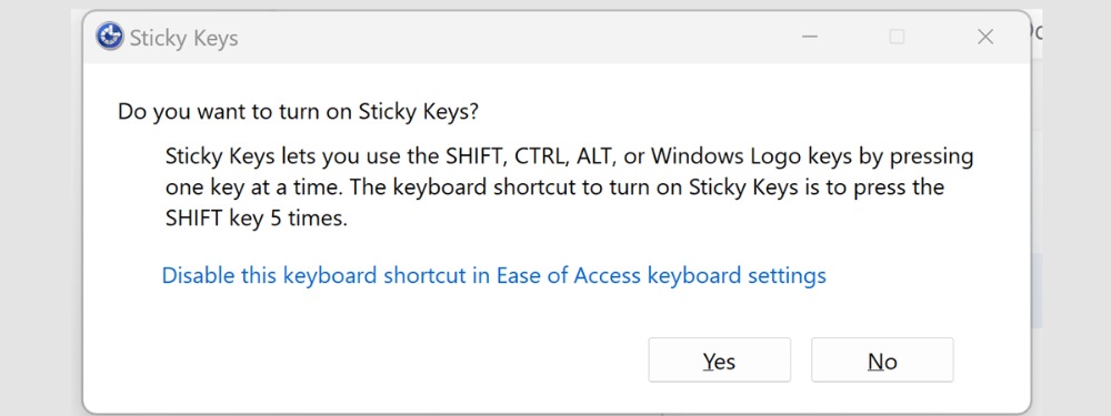 Cách tắt Sticky Keys trên Windows